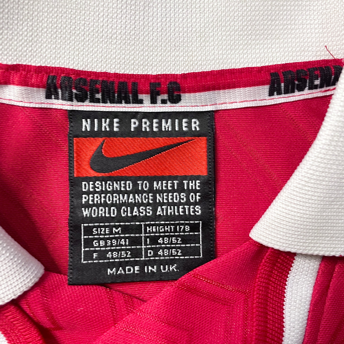 【正規品1996-1998 NIKE Arsenal home L/S shirt 歴代選手サイン入】