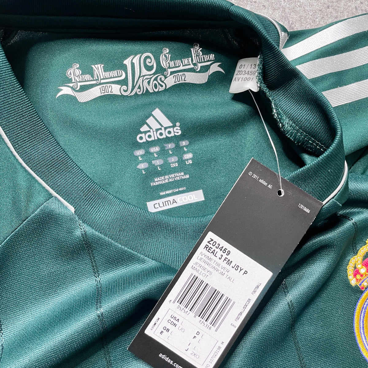 【BNWT正規選手支給品2012-2013 adidas Real Madrid 110th UCL 3rd COENTRAO #15】