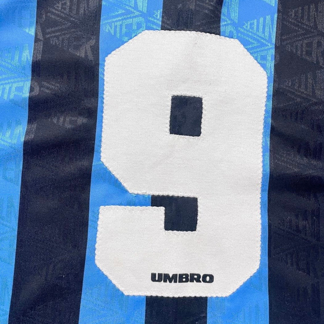 【正規選手支給実使用品1992-1993 Umbro Inter home L/S #9】