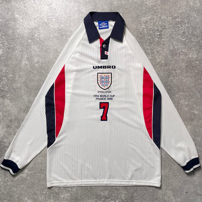 【正規選手支給品1998 UMBRO France World Cup England home L/S Beckham #7】