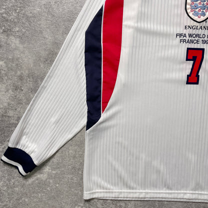 【正規選手支給品1998 UMBRO France World Cup England home L/S Beckham #7】
