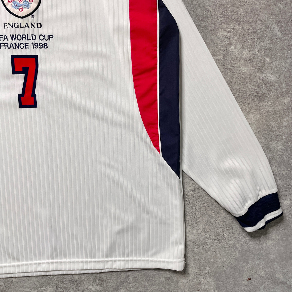 【正規選手支給品1998 UMBRO France World Cup England home L/S Beckham #7】