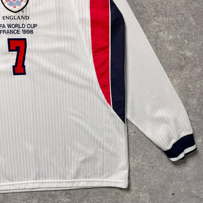 【正規選手支給品1998 UMBRO France World Cup England home L/S Beckham #7】