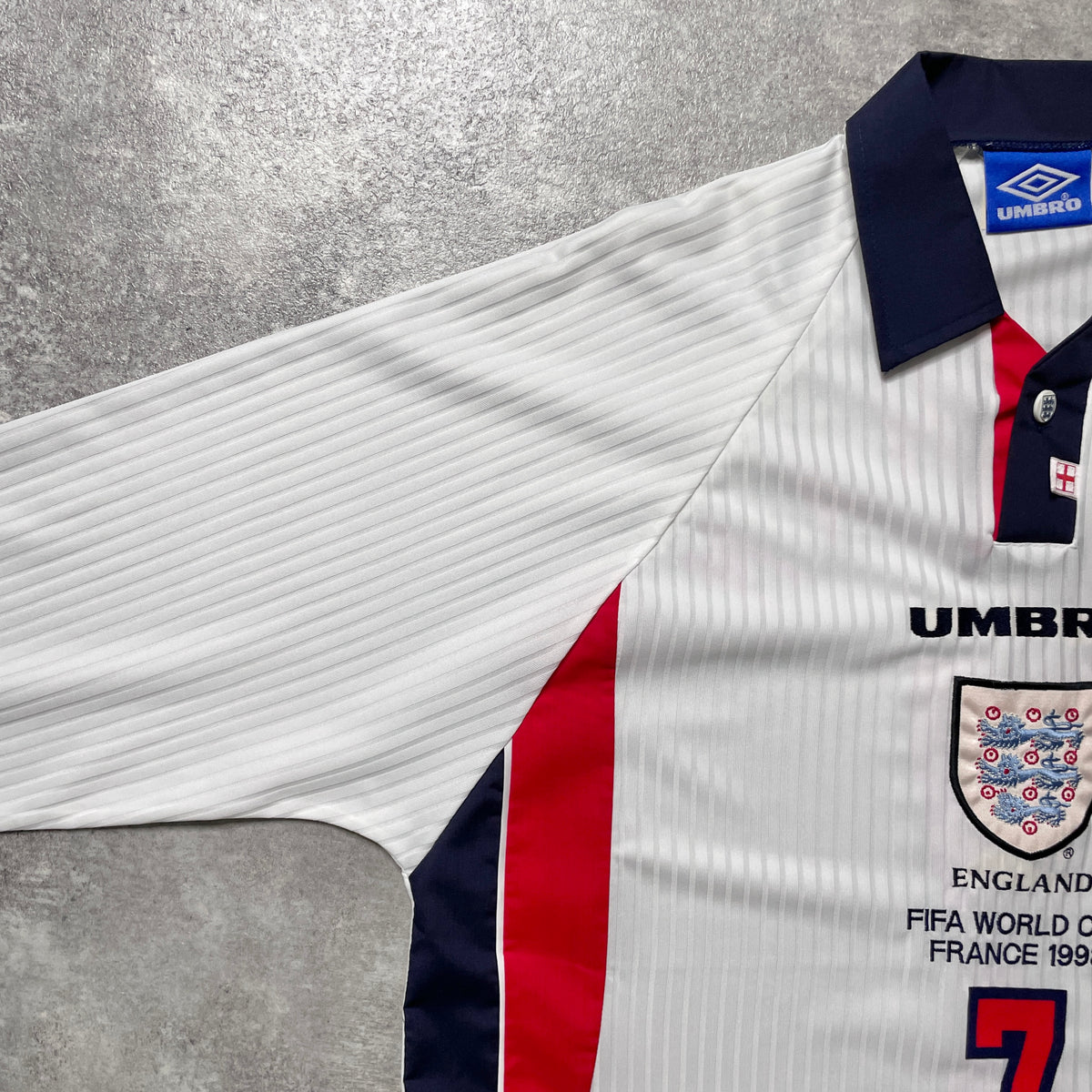 【正規選手支給品1998 UMBRO France World Cup England home L/S Beckham #7】