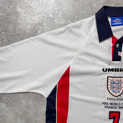 【正規選手支給品1998 UMBRO France World Cup England home L/S Beckham #7】
