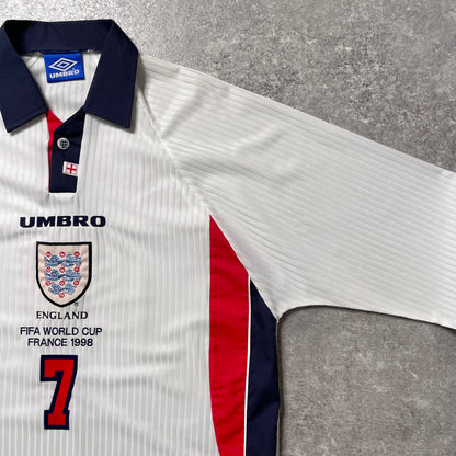 【正規選手支給品1998 UMBRO France World Cup England home L/S Beckham #7】