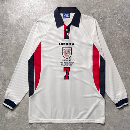 【正規選手支給品1998 UMBRO France World Cup England home L/S Beckham #7】