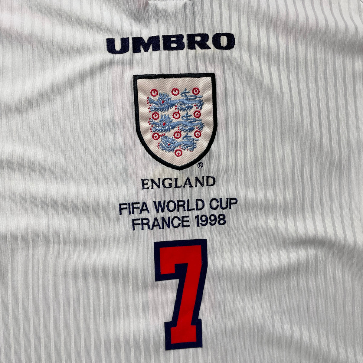 【正規選手支給品1998 UMBRO France World Cup England home L/S Beckham #7】