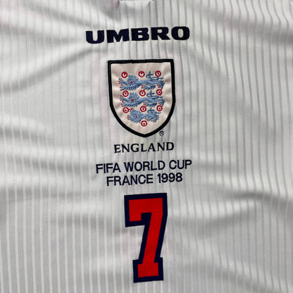 【正規選手支給品1998 UMBRO France World Cup England home L/S Beckham #7】