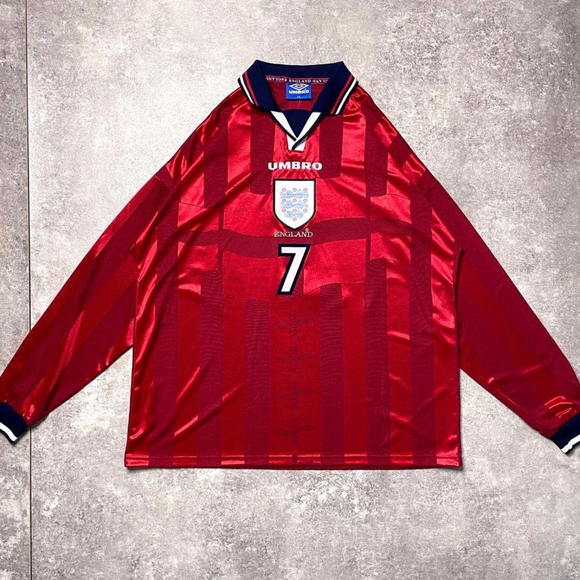 【正規品1997-1999 UMBRO England away L/S Beckham #7】