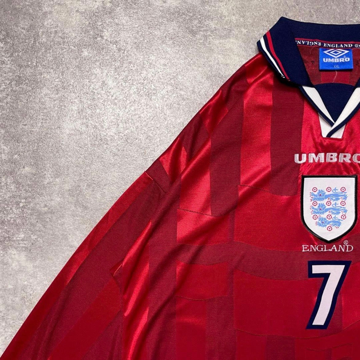 【正規品1997-1999 UMBRO England away L/S Beckham #7】