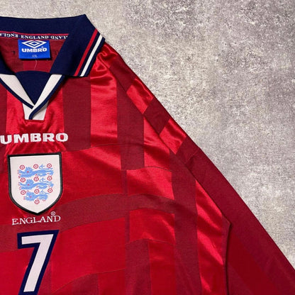 【正規品1997-1999 UMBRO England away L/S Beckham #7】