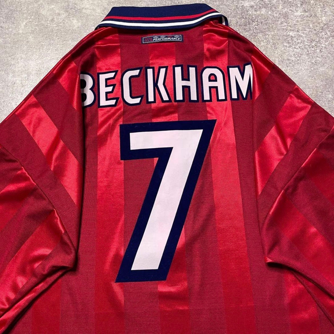 【正規品1997-1999 UMBRO England away L/S Beckham #7】