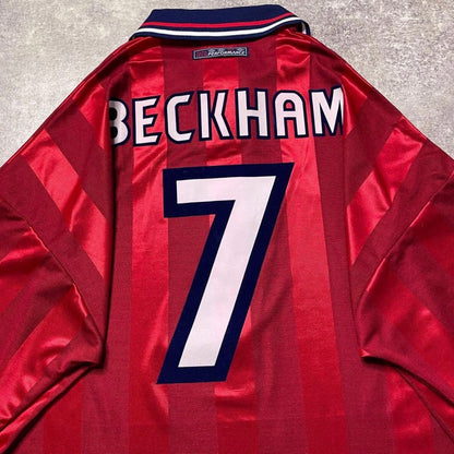 【正規品1997-1999 UMBRO England away L/S Beckham #7】