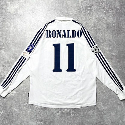 【正規品2002-2003 adidas Real  Madrid Home UCL L/S RONALDO #11】