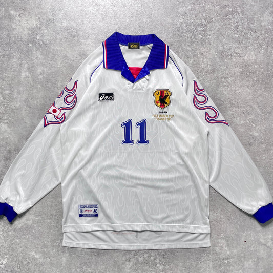 【正規選手支給品1998 asics France World Cup Japan away L/S KAZU #11】