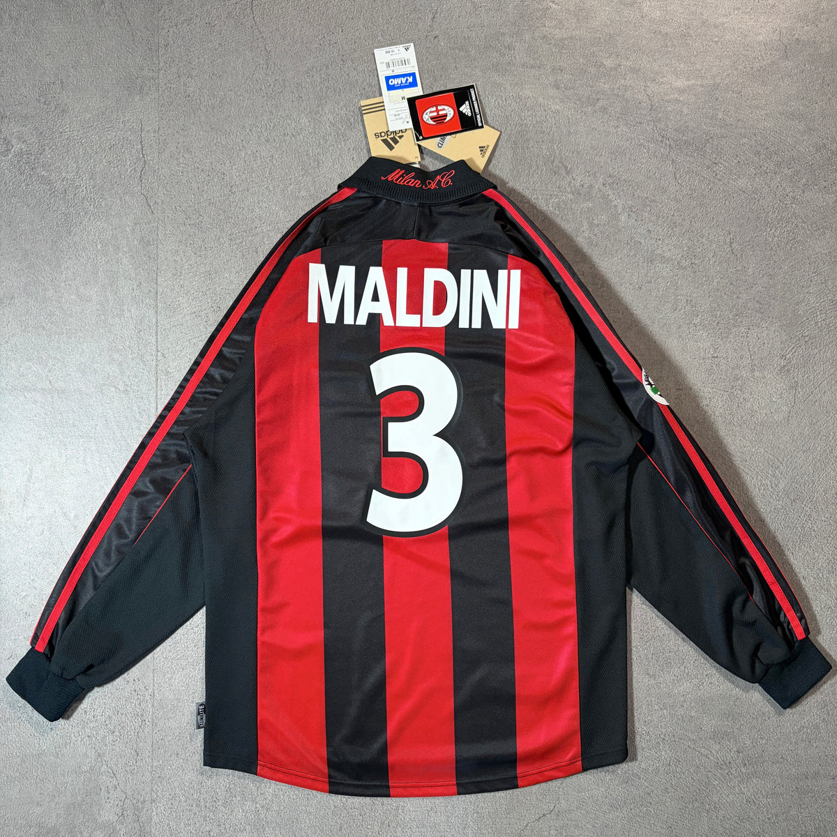 【BNWT正規品2000-2002 adidas AC Milan home L/S MALDINI #3】